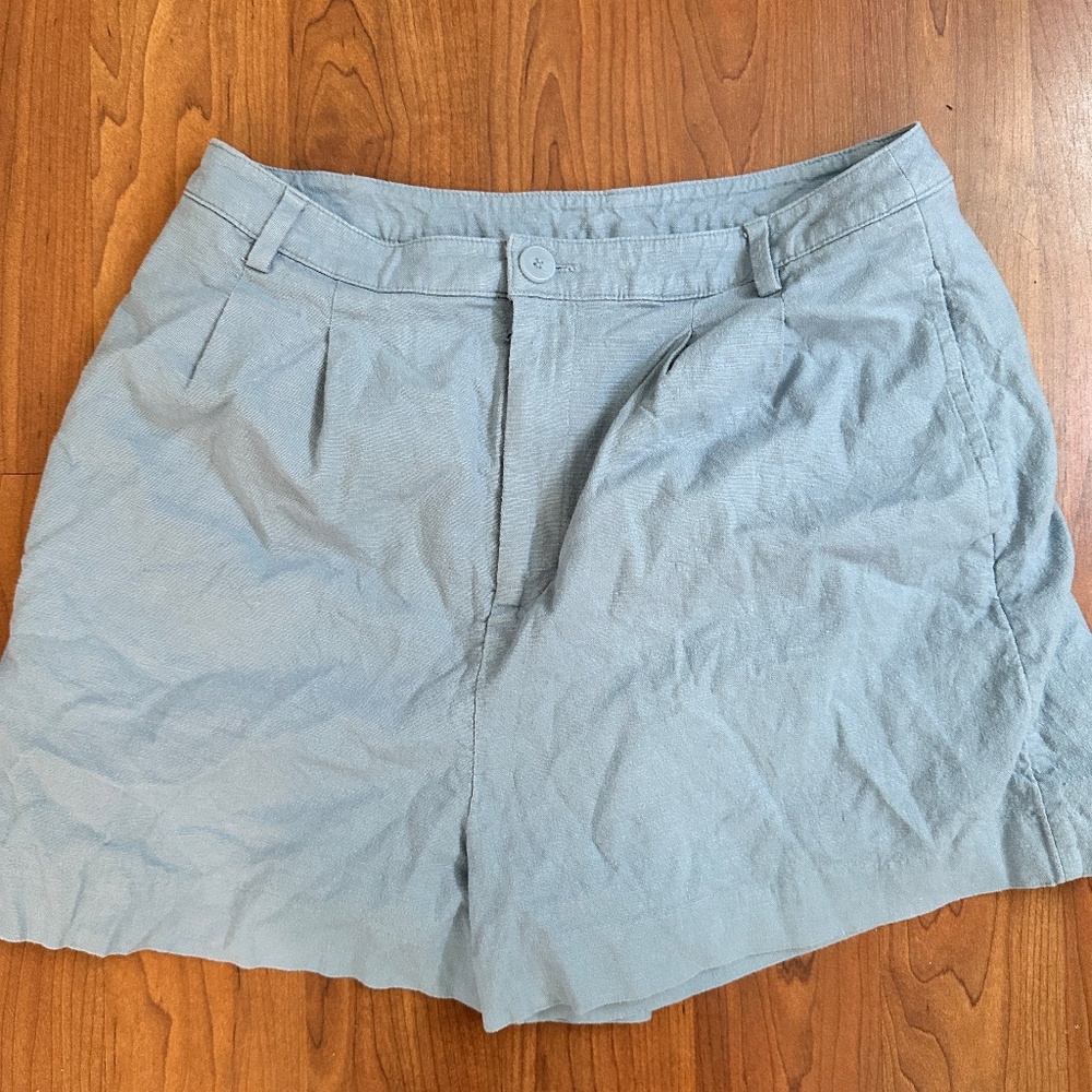 Nordstrom Open Edit Pleated Linen Shorts blue